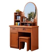Coiffeuse contemporaine américaine en chêne massif avec miroir, meuble de luxe pour chambre à coucher, coiffeuse à plateau rabattable pour maquillage, hôtel, salon