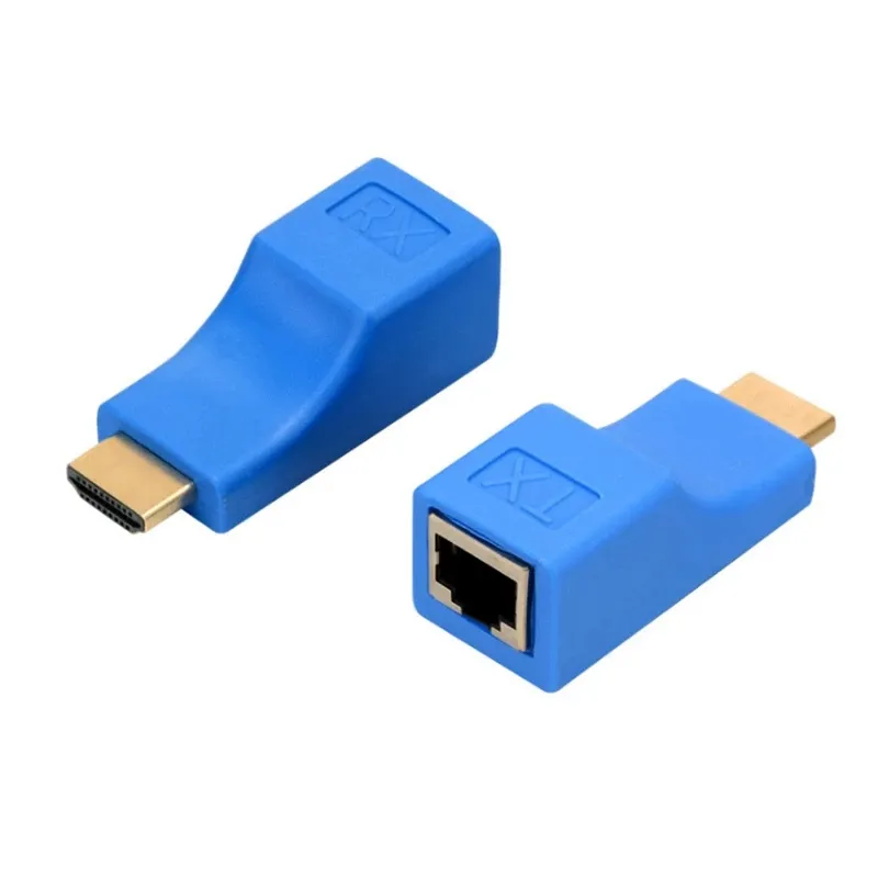30m 2pcs HDMI-compatible Network Extender RJ45 Ports to 30m HDMI-compatible Extension CAT-5E/6 UTP LAN Ethernet Cable Adapter