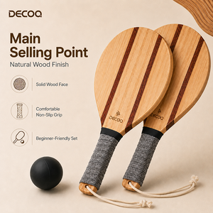 Ensemble de 2 raquettes de pickleball en bois avec logo personnalisé, poignée antidérapante, sangle de poignet, pour débutants, vente en gros OEM - Product Image 2