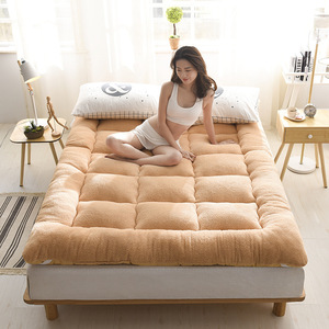 Almohadilla de colchón de lana corta marrón gruesa y <span class=keywords><strong>tooper</strong></span>, funda protectora antideslizante suave aterciopelada para protector de colchón de cama para profundidad - Product Image 1