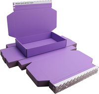 Boîte d'expédition ondulée violette mate pour vêtements, emballage postal, vente en gros, avec bande adhésive facile à déchirer