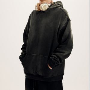 <b>Hoodie</b> Manufacturers OEM Custom Streetwear 500GSM Heavyweight Y2K Mineral Vintage Washed <b>Dark</b> <b>Grey</b> <b>Hoodie</b> <b>Mens</b> - Product Image 3