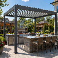 Pergola en aluminium réglable manuellement, gazebo à lames orientables imperméable pour la maison, la terrasse et les loisirs en plein air