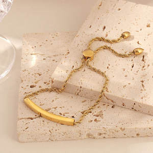 Waterproof Anti Tarnished 316L Stainless Steel Fashion <b>Bracelet</b> & Bangle 14K 18K Gold Plated <b>Adjustable</b> Blank <b>Bracelet</b> For Women - Product Image 1