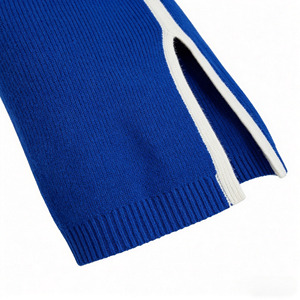 Abito <span class=keywords><strong>in</strong></span> <span class=keywords><strong>maglia</strong></span> da donna blu e bianco a blocchi di colore, asimmetrico monospalla <span class=keywords><strong>con</strong></span> cut-out, <span class=keywords><strong>vestito</strong></span> a costine aderente midi <span class=keywords><strong>con</strong></span> <span class=keywords><strong>spacco</strong></span> - Product Image 6