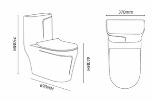 WC in Ceramica KD-18CTN-A per Hotel, Colorato e Decorativo, per Bagno Femminile, Rosa con Linee Dorate - Product Image 3