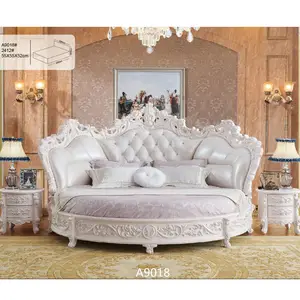 批发法式设计的卧室家具现代超级国王女王单大小白色皮床出售