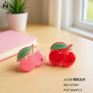 Pince à cheveux cerise 3,5 cm en acrylique, motif fruit, pour femmes et filles - Product Image 2