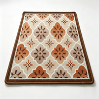 Retro Blumen- und Geometrische Polyester-Fußmatte Natürlicher Latex Rutschfeste Absorbierende Eingangsbereich-Matte für Vintage-Heimdekoration