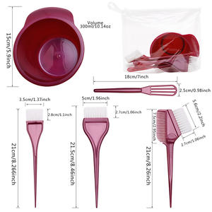 Vente en gros de 5 pièces ensemble de <span class=keywords><strong>teinture</strong></span> de cheveux rose salon de barbier professionnel <span class=keywords><strong>kit</strong></span> de coloration de cheveux brosse et bol en plastique avec logo personnalisé - Product Image 2