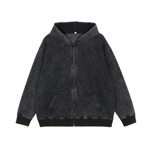 Felpa con Cappuccio da Uomo <span class=keywords><strong>Stile</strong></span> <span class=keywords><strong>Vintage</strong></span> OEM/ODM, con Zip, Ricamo 3D, Motivo Tinta Unita, Foderata in Pile, 100% Cotone, Cappotto Invernale - Product Image 5