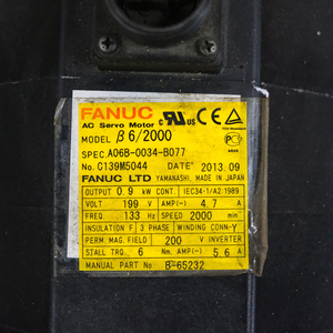 Motor AC Fanuc 6S Modelo A06B-0034-B077 para Máquinas Herramienta y Sistemas de Automatización Industrial con Alto Control - Product Image 4
