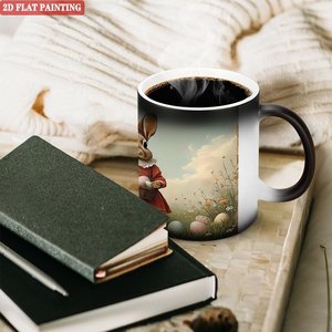 Frosted Black 11oz <b>Ceramic</b> <b>Mug</b> Heat Sensitive Drinking Cup Ergonomic Comfort Grip Design - Product Image 3