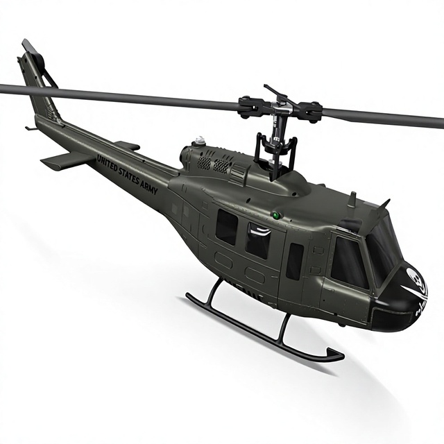 27:1 Scale Iroquois Huey Electric RC Helicopter 6CH Flybarless Brushless RTF 6-axis Gyro Auto Hover Plastic Model for Adults