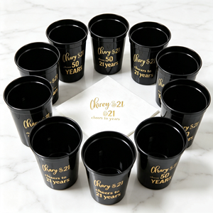 Gobelets personnalisés pour fête d'anniversaire, gobelets en plastique de 16 oz qui changent de couleur, gobelets de stade avec logo personnalisé, cadeaux de mariage, noirs avec couvercle - Product Image 1