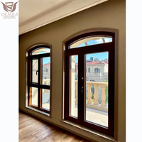 DEMEA Style européen porte-fenêtre avec gril décoratif Design Villa de luxe isolée Double vitrage aluminium bois battant
