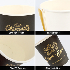 Đôi tường Cốc giấy kraft cho cà phê nóng với nhựa Bìa tùy biến in ấn 8oz 12oz 16oz Craft giấy tùy chỉnh uống - Product Image 2