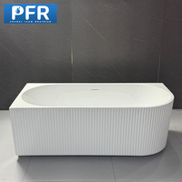 Baignoire ovale autoportante moderne en acrylique blanc, écologique, en surface solide, avec drain, longueur 1,7 m, garantie 5 ans, pour salle de bain