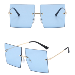 Trendy Fashion High Quality <strong>Square</strong> Geometric Shades Oversized Rimless Rectangle <strong>Sunglasses</strong> - Product Image 4