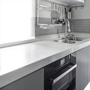 Encimera de Cocina de Piedra Artificial de Diseño Moderno, Superficie Sólida, Color Mármol Gris, Corte a Medida, Diseño de Modelo 3D - Product Image 4
