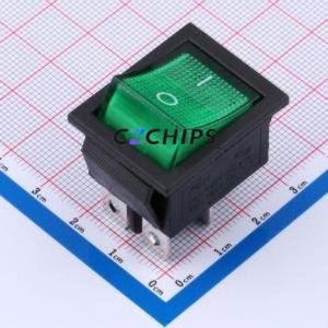 HX KCD4-4P-G Rocker Switch Through hole Component (THT) Switch Solder Tab Green 16A 250V - Product Image 1