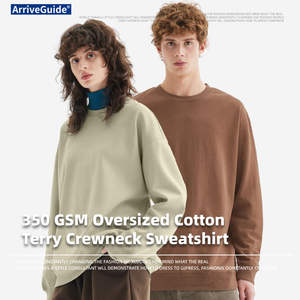 Sweat-shirt à col rond pour hommes sur mesure 350g 100% pur coton grande taille de haute qualité - Product Image 2