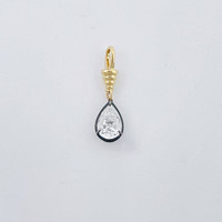 Ciondolo in Oro 18K con Diamante Coltivato in Laboratorio, Cristallo a Goccia, Semplice ed Elegante, in Oro Nero Elettrolitico, con Tre Griffe, Taglio a Goccia/Pera, Charm Delicato