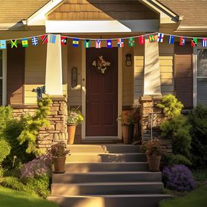 JIQINGHUI 双面涤纶20件装加勒比国家旗帜30英尺三角旗，适合嘉年华国际节日 - Product Image 6