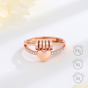 Meilleur cadeau de Noël Bijoux fins Bague <span class=keywords><strong>anti</strong></span>-anxiété Fidget en argent sterling 925 plaqué or rose pour femmes - Product Image 3