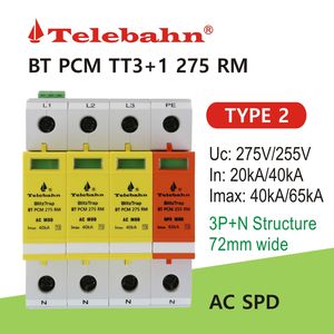 Telebahn AC SPD T2 275V 320V 385V 20kA-40kA 3 P + N 3 fases Protección contra sobretensiones en el hogar Parafoudre Protector contra sobretensiones Pararrayos - Product Image 2