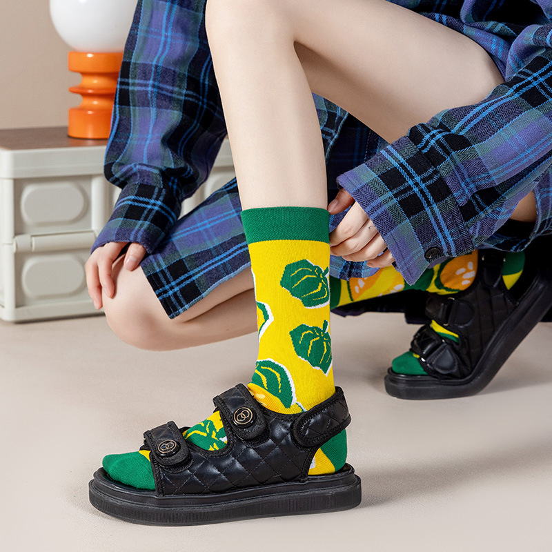 New Couple AB Custom Jacquard Socks Custom Design Combed Cotton Happy Socks Unisex