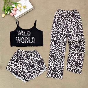 Pijama sin mangas de 3 piezas para mujer, ropa de dormir informal, chaleco, pantalones cortos, 3 en 1, ropa de dormir <span class=keywords><strong>Sexy</strong></span> - Product Image 3