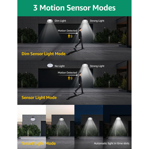 Aigostar 50W 500LM parete solare all'aperto IP65 lampada solare telecomando 500LM sensore di movimento luce per illuminazione giardino - Product Image 4