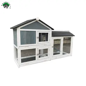 House Cage Outdoor Guinea Pig Cage on Wheels Bunny Cage Pet Rabbit Hutch Wooden with Pull-out Tray Waterproof Roof