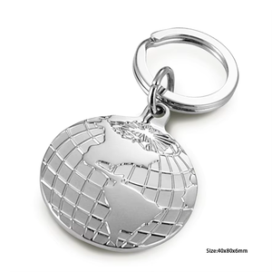 Tùy Chỉnh Engraveable Logo Bạc Mạ Vòng Hình Dạng Móc Chìa Khóa Với Mô Hình Trái Đất Kim Loại Túi Xách Quyến Rũ Cho Quà Tặng - Product Image 2
