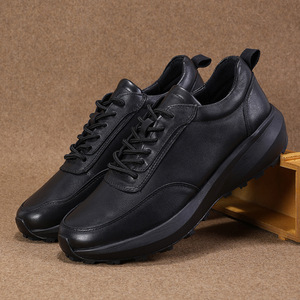 Chaussures pour hommes en cuir véritable à bout rond, style britannique, lacets, semelle en caoutchouc antidérapante, toutes saisons, usage décontracté - Product Image 2