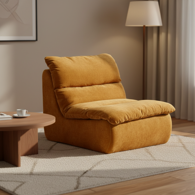 Modern Modular Solid Wood Frame Compressed Boneless Single Compression Sofa 1 Seat Chaise Lounge Set Foldable Removable Cover