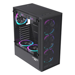 Lovingcool กรอบด้านหน้าเป็นตาข่ายกระจกนิรภัย, เคสซีพียูสำหรับเล่นเกม Atx Micro ATX <span class=keywords><strong>Mini</strong></span> <span class=keywords><strong>ITX</strong></span> PC - Product Image 2