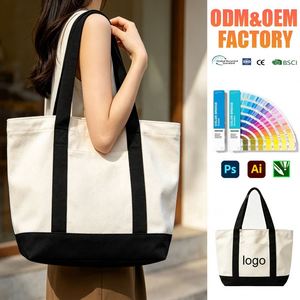 Reusable Organic Natural Cotton <b>Canvas</b> Tote <b>Bag</b> With Pocket Reusable Grocery Shopping Cloth <b>Bag</b> - Product Image 3