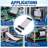 Câble ruban IDC 34 broches, pas de 2,54 mm, gris, assemblage de câbles plats, 3 x 34P IDC, double rangée, connecteur femelle pour connexion de carte PCB