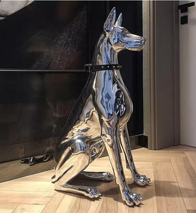 装飾のためのカスタムステンレス犬動物の彫刻 - Product Image 1