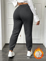 Pantalon de jogging d'hiver chaud pour femme, doublé polaire, avec cordon de serrage, taille élastique, coupe ample, avec poches