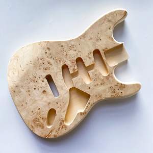Guitare à corps plein en bois de tilleul non fini en gros, avec placage de bois de ronce - Product Image 3