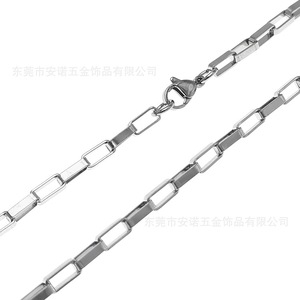 สร้อยคอสแตนเลสทรงสี่เหลี่ยมผืนผ้า ขนาด 45 ซม. 50 ซม. 55 ซม. 60 ซม. 65 ซม. 70 ซม. ดีไซน์เรขาคณิต แฟชั่นเครื่องประดับโซ่ - Product Image 1