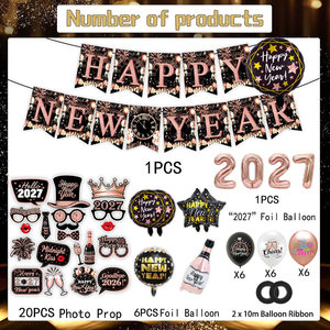 Kit d'arche de ballons et guirlande de bannière Or Rose pour fête du Nouvel An, accessoires de photomaton pour la décoration de la fête du Nouvel An 2027, ensemble de décorations Adieu 2026 - Product Image 3