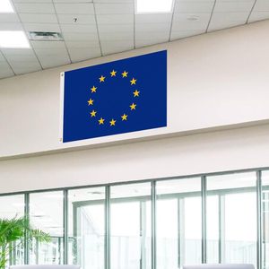 Bandera de la Unión Europea de 3x5 pies, poliéster, bandera nacional de la UE, 2 ojales de latón, doble cara, ligera, resistente a desgarros - Product Image 4