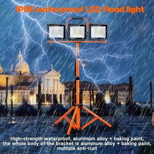 Lampe étanche avec interrupteur individuel, 21000 lumens, éclairage de travail sur pied, 3 têtes réglables, lumière LED, IP66, étanche, pour l'extérieur - Product Image 4