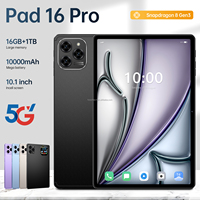 Tablet PC High Performance Pad 16 Pro 10.1 inci 16GB+1TB Android 15 Wi-Fi GPS Face Unlock Dual SIM Global 5G