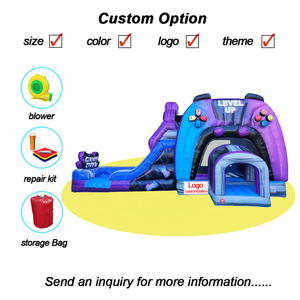 Château gonflable combiné à thème de <span class=keywords><strong>jeu</strong></span> vidéo avec <span class=keywords><strong>toboggan</strong></span> <span class=keywords><strong>aquatique</strong></span>, piscine, manette de <span class=keywords><strong>jeu</strong></span>, château gonflable, trampoline, moonwalk - Product Image 4