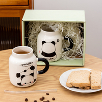 Taza de Cerámica de Porcelana con Diseño de Panda Creativo, 400 ml, Portátil, para Desayuno, Leche, Café, Linda Taza de Agua con Dibujos Animados, Regalo